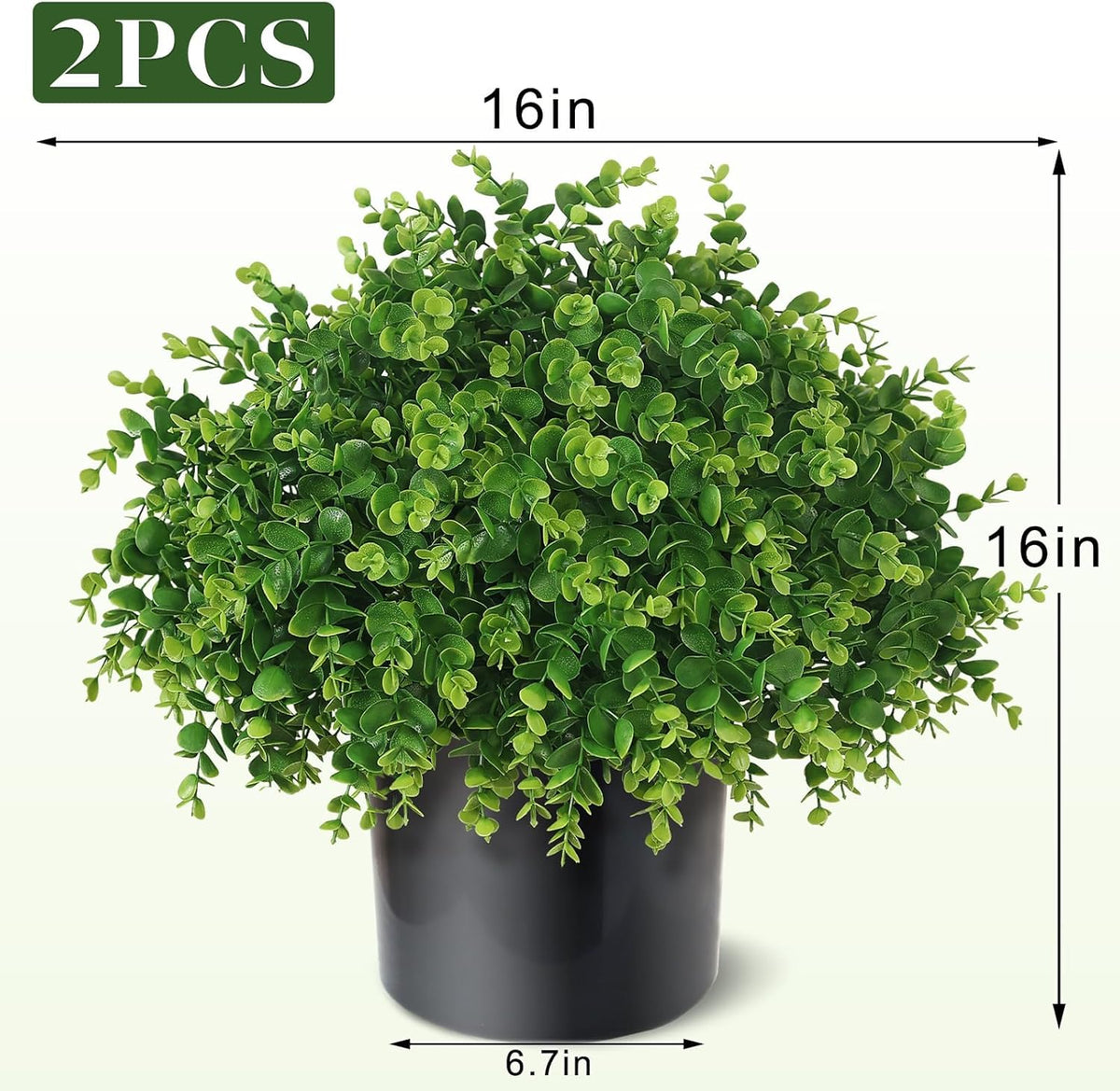2Set Lifelike Touch Fake Eucalyptus Topiary Ball Trees for Porch(Green)