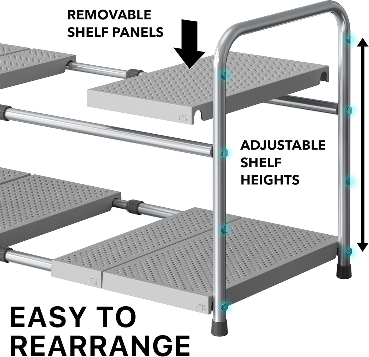 Simple Houseware Under Sink 2-Tier Heavy Duty Expandable Organizer, Silver