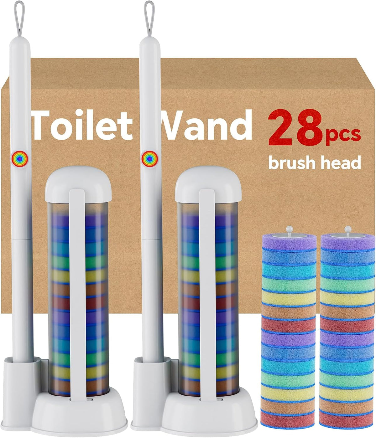 Ctime 2-Pack Disposable Toilet Cleaner and Brush Holder Set, 28 Wand