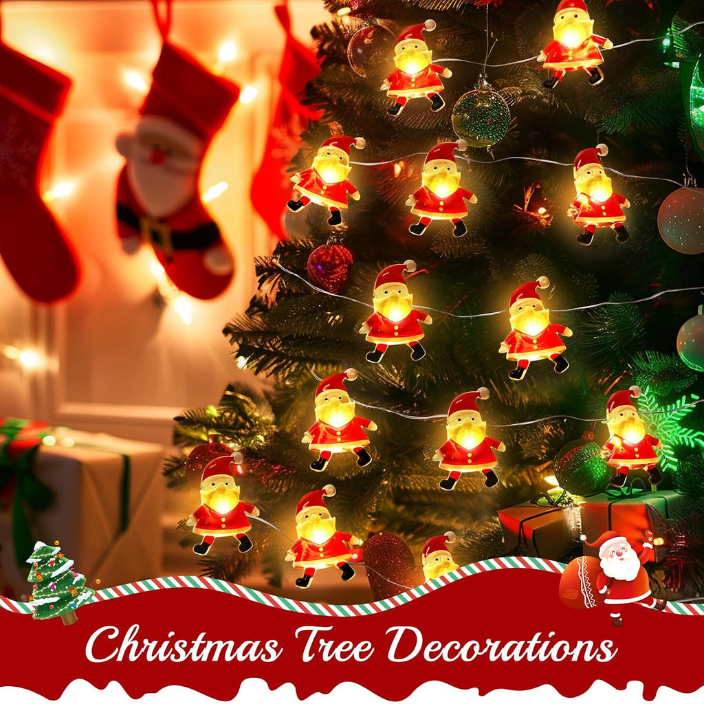Coquimbo Christmas Decorations Indoor Lights, 10FT 30 LED Christmas Santa Claus Fairy String Lights Battery Operated for Xmas Tree Party Festive Holiday Cute Room Decor