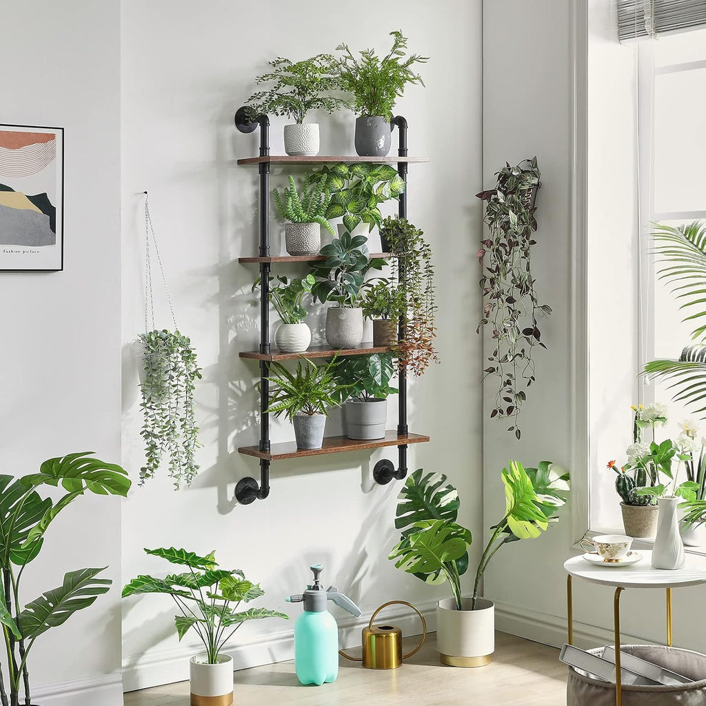 YMYNY 4 Tier Wall Mounted Floating Shelf 50x23.6x7.87 Rustic Brown UHWS002H