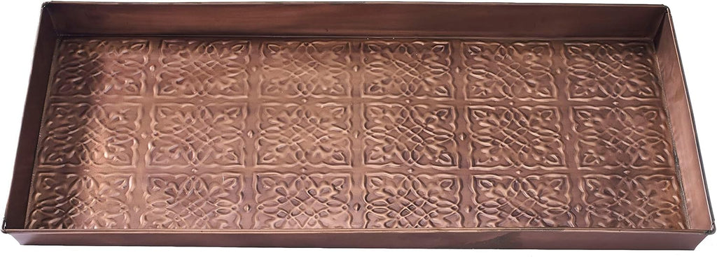 HF by LT Tangier Pattern Enamel Boot Storage Tray, 30 x 13 inches, Antique Copper Finish