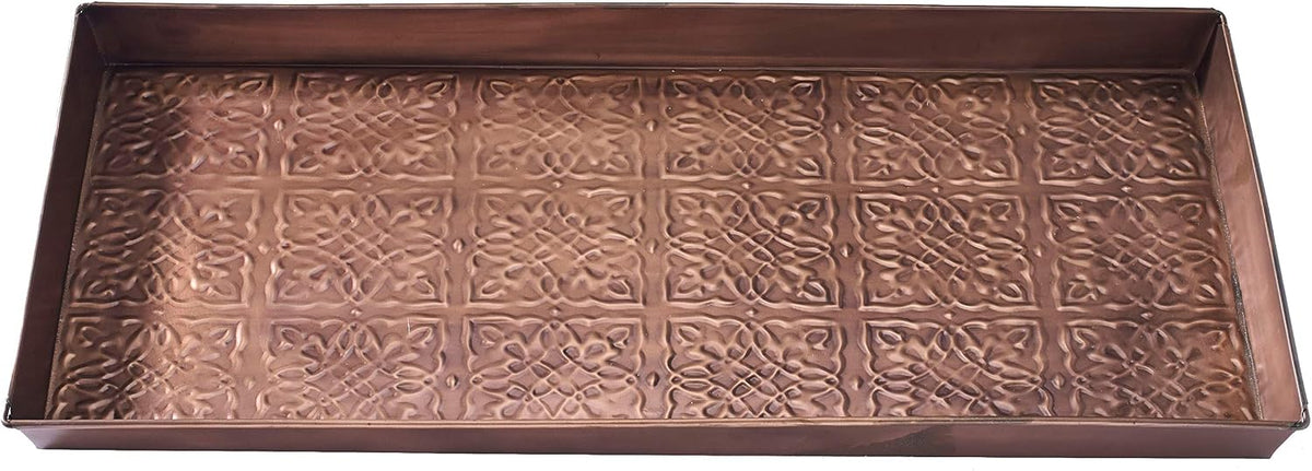 HF by LT Tangier Pattern Enamel Boot Storage Tray, 30 x 13 inches, Antique Copper Finish