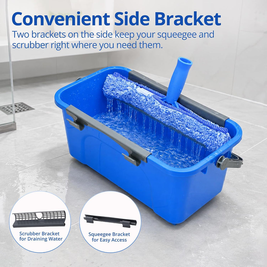 Window Cleaning Kit with Bucket, 76" Extension Pole, Squeegee & Scrubber