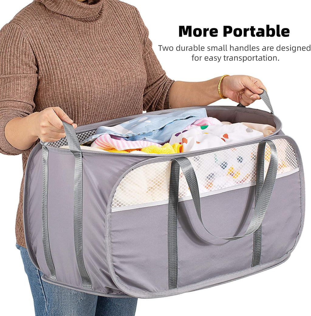 Pop Up Laundry Hamper, Holds 1.5 Loads, Honeycomb Breathable Laundry Basket