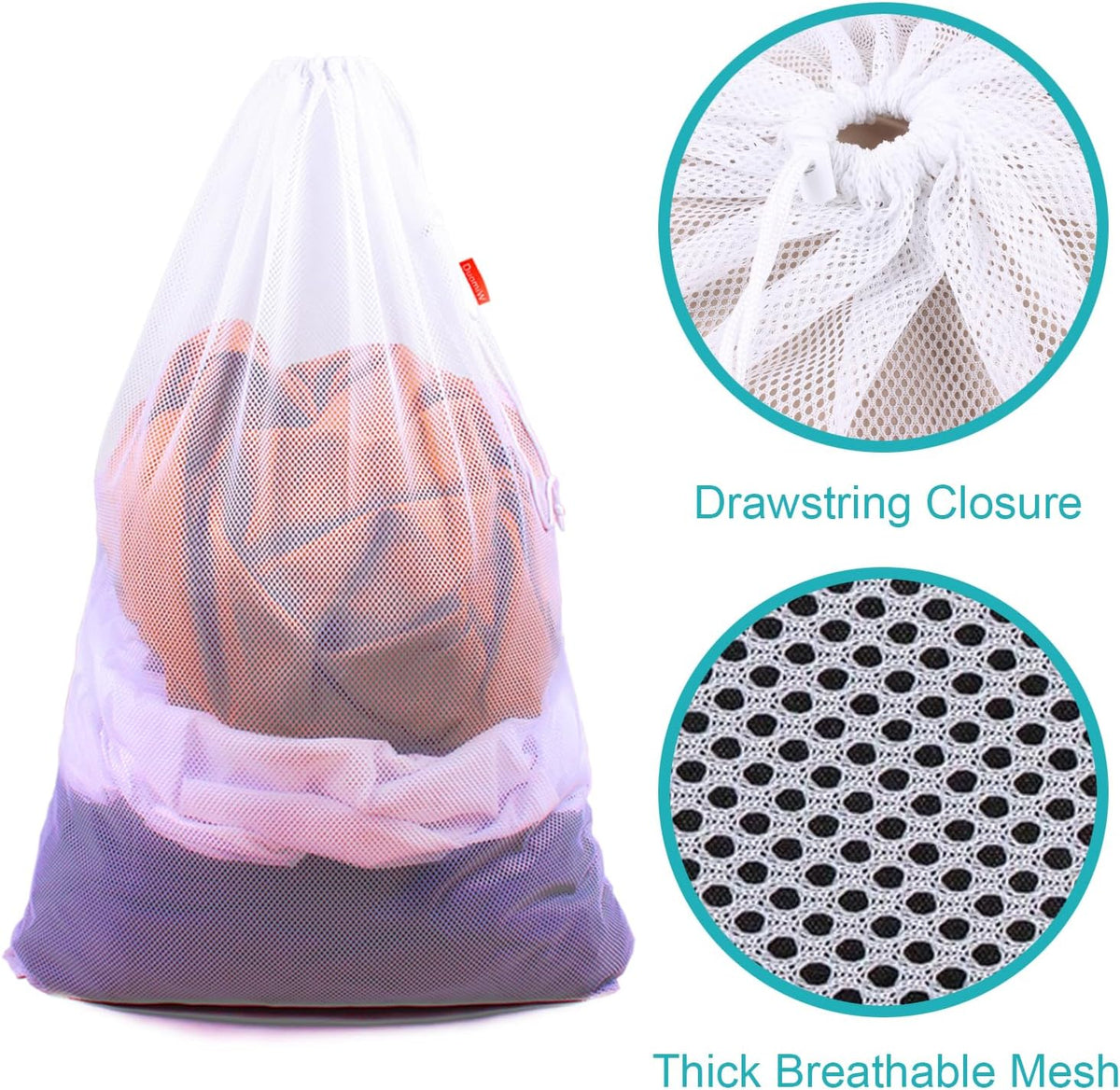 2 Pack Mesh Laundry Bags 24 x 36 Inches Drawstring Bag White