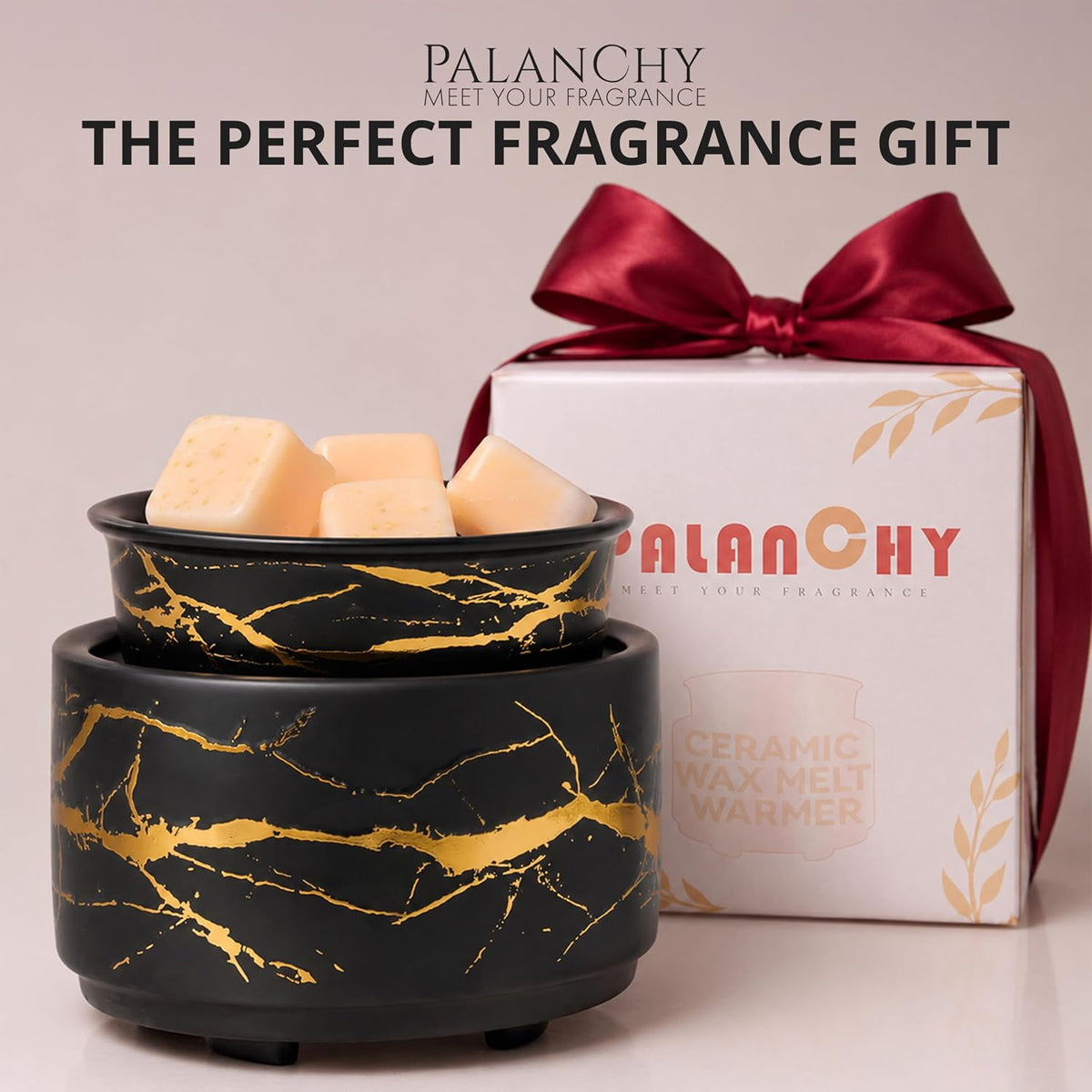 PALANCHY Electric Wax Warmer for Scented Wax Melts Black and Gold Ceramic