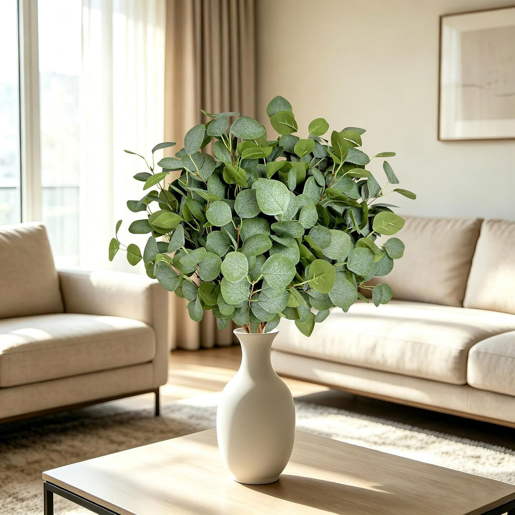 8Pcs Artificial Eucalyptus Stems, Faux Greenery Branches for Vase Decor-003
