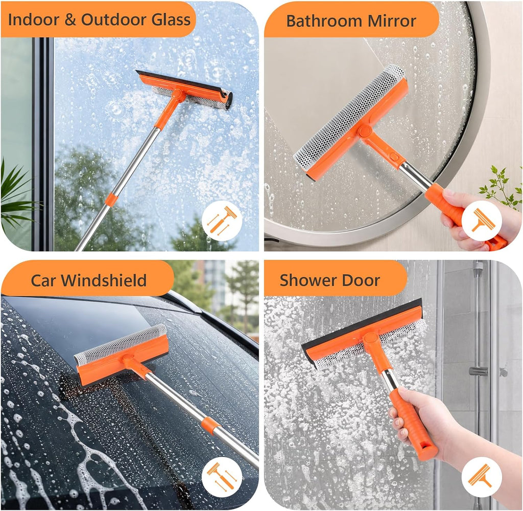 2-in-1 Window Cleaning Kit with 3 Gallon Collapsible Bucket for Home, Car