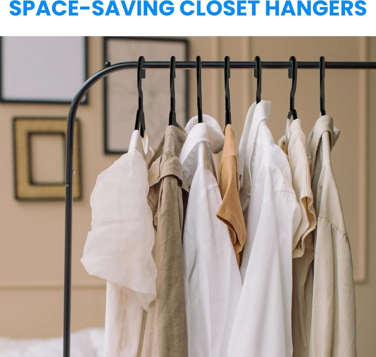 Simple Deluxe 50 Pack Plastic Hangers, Durable Clothes Hangers, Lightweight and Space-Saving Hangers for Shirts, Dresses, Coats, Pants, Black