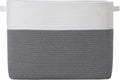 20x12x16 Inch Cottonphant Extra Large Rectangular Basket, Open Cotton Rope Blanket Storage Bin for Living Room Bedroom Closet, White & Grey