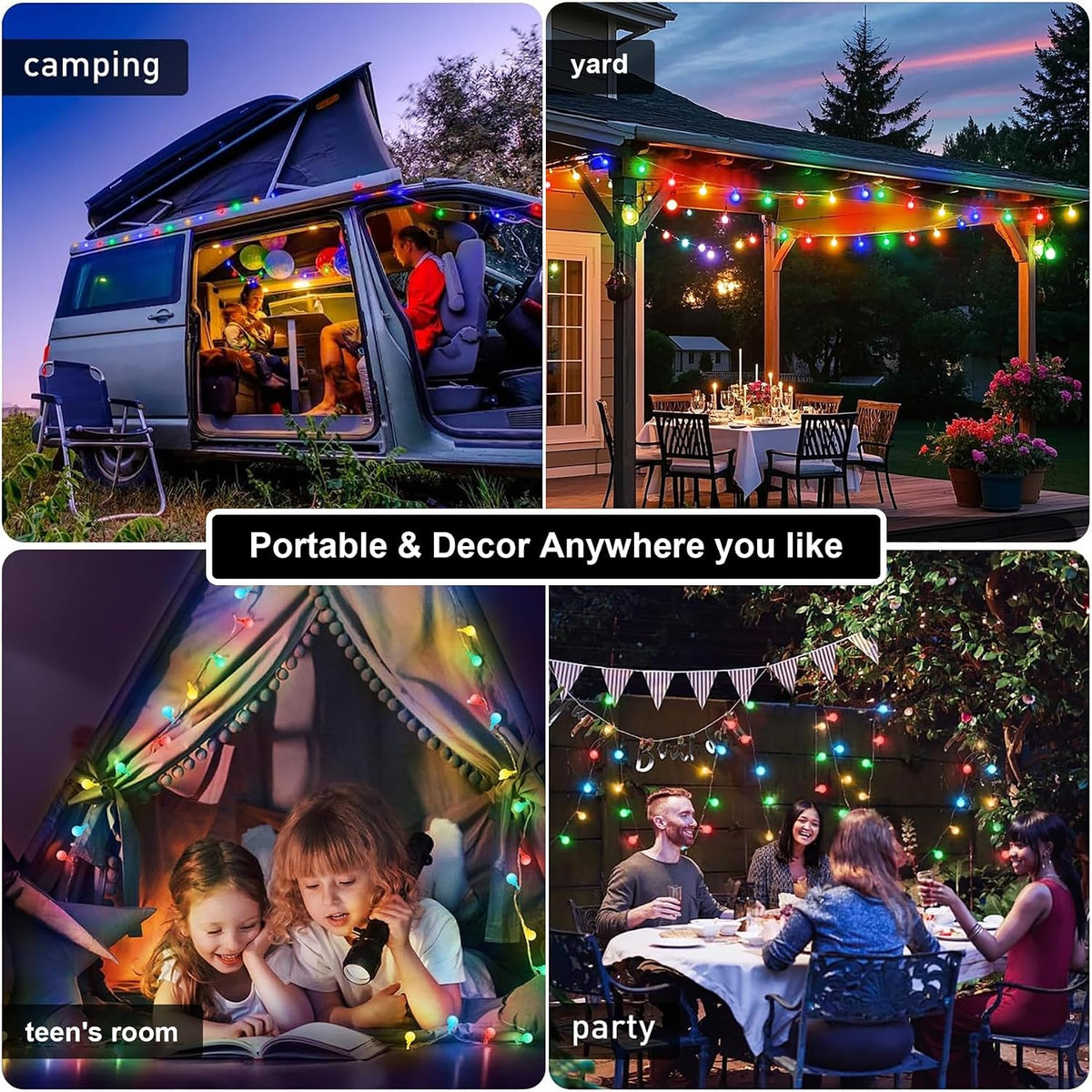 120LED Fairy Lights Plug in, 39ft Multicolored Globe String Lights Indoor