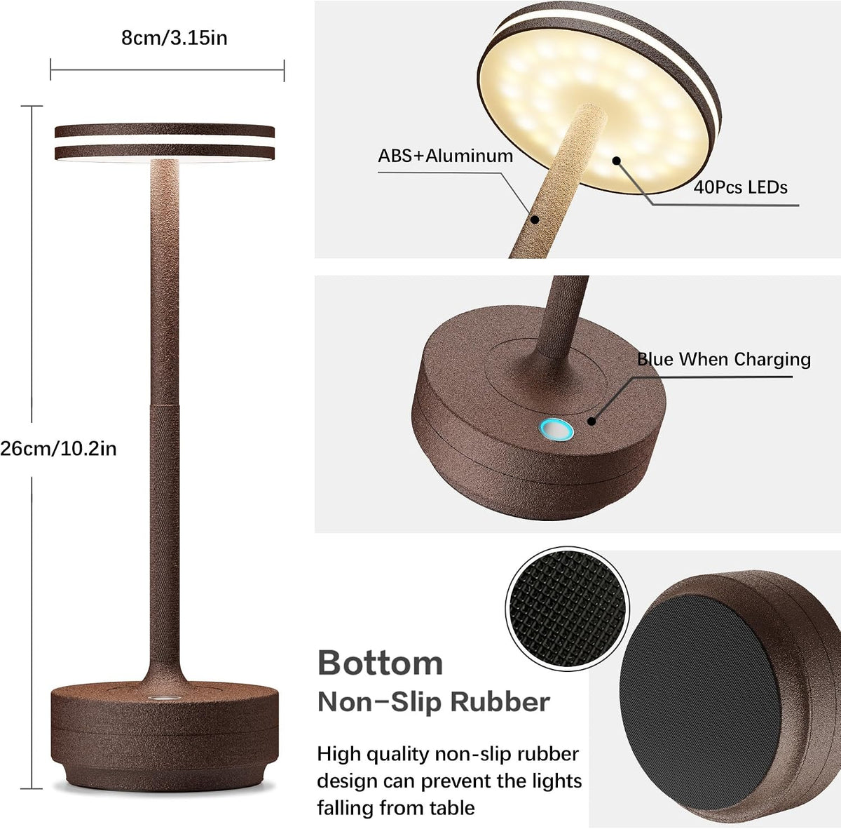 Hapfish 2 Pack Rechargeable Table Lamps,5000mAh Battery Powered Lamp