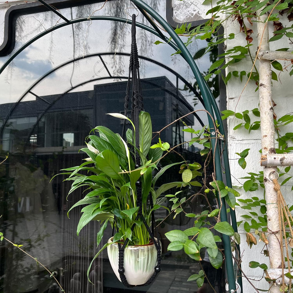 RIFNY Macrame Plant Hanger Indoor, Hanging Plant Holder, Black, 2 PCS