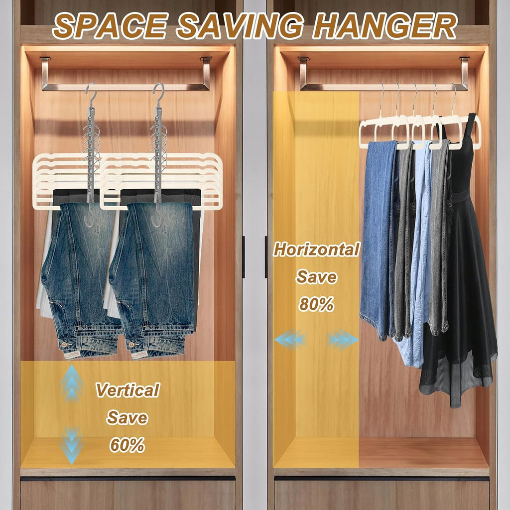 Velvet Pants Hangers Non Slip, 30 Pack Velvet Hangers for Closet with Porous Hooks, Strong Durable Space Saving Slim Clothes Hanger, Ultra Soft Flocked Hanger for Pants/Shirts/Bra/Shorts (Cream)