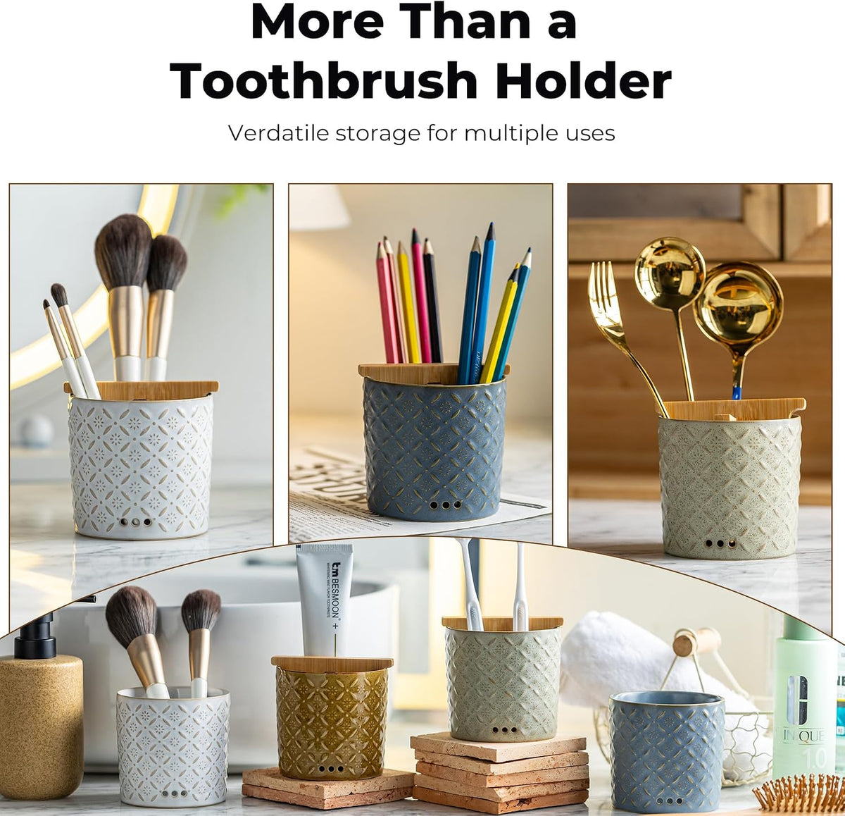 Zoeeker Toothbrush Holders, Ceramic Electric Toothbrush & Toothpaste Holder