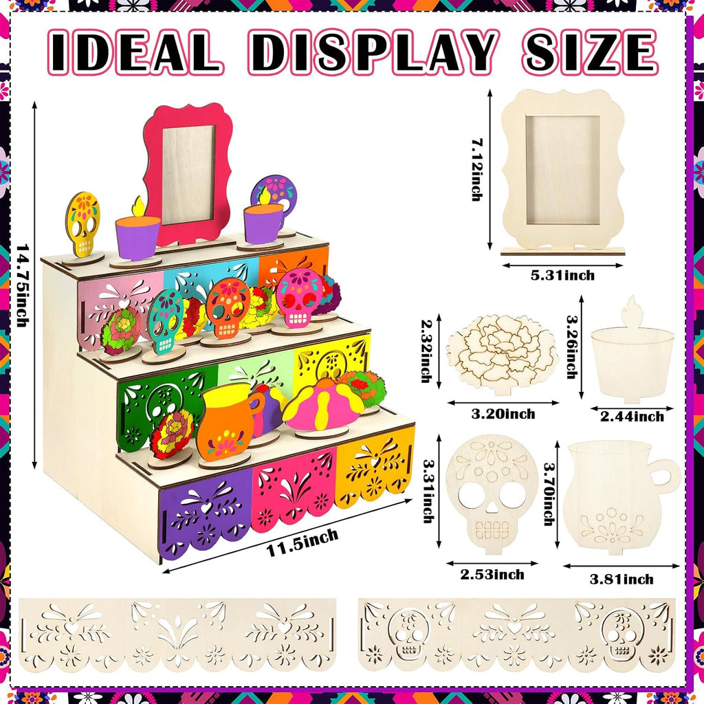 Geelin Dia De Los Muertos Ofrenda Altar Wooden Shadow Box, Traditional
