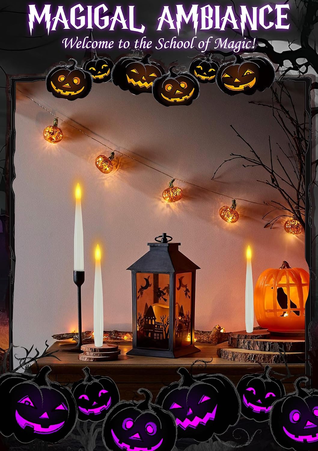10 Floating Candles with Wand & 11 AAA Batteries Halloween Decor