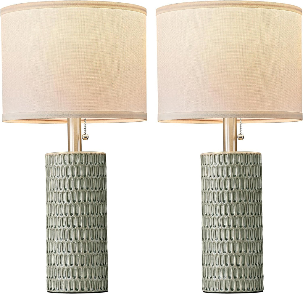 Reaketon Modern Table Lamps Set of 2, Bedside Lamps for Nightstands, Green