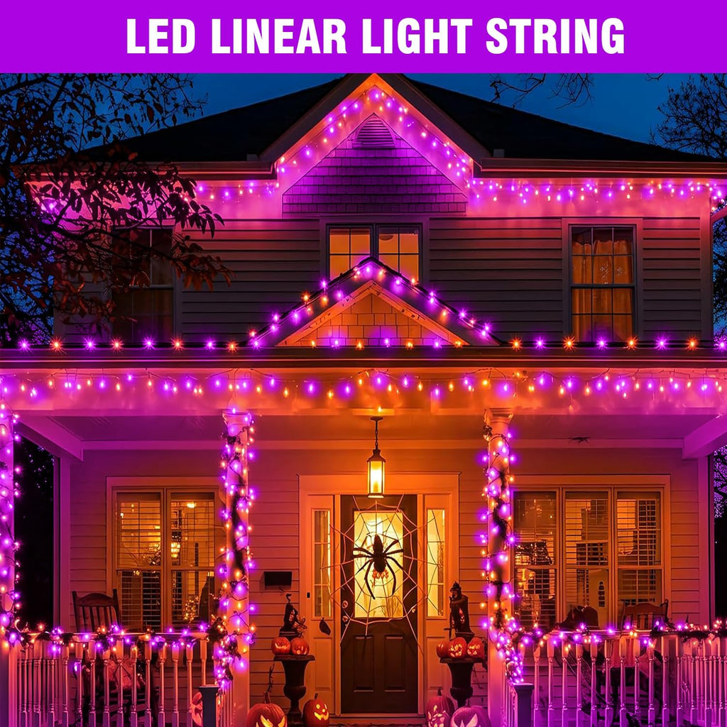 400FT Purple Orange LED Fairy Lights, String Lights with Remote, 8 Lighting Modes, Waterproof Light Strand for Halloween, Fall Decor, Porch, Window, Haunted House, Party, Indoor Outdoor Display