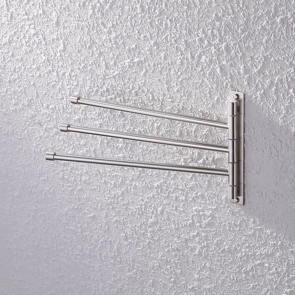 KES Bathroom Towel Bar, 13.8 Inch Swing Arm, Wall Mount, Swing Out 3-Arm