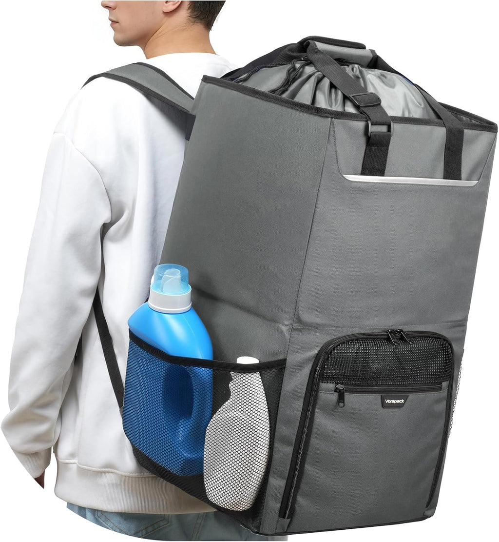 Vorspack Laundry Backpack for College Students, 2 in 1 Laundry Bag, Grey