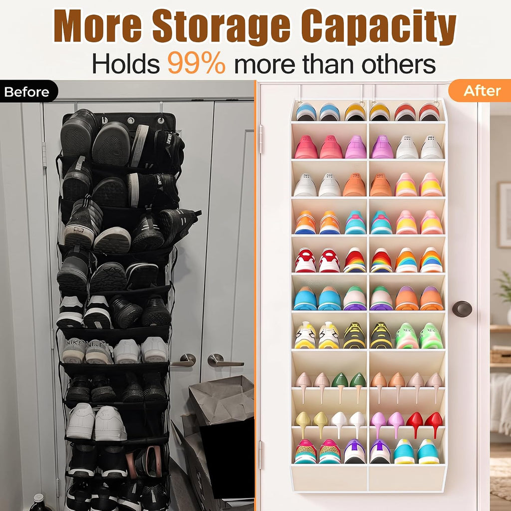 UVIAHOMI 20-30 Pairs Over the Door Shoe Organizer, 20 Breathable Pockets