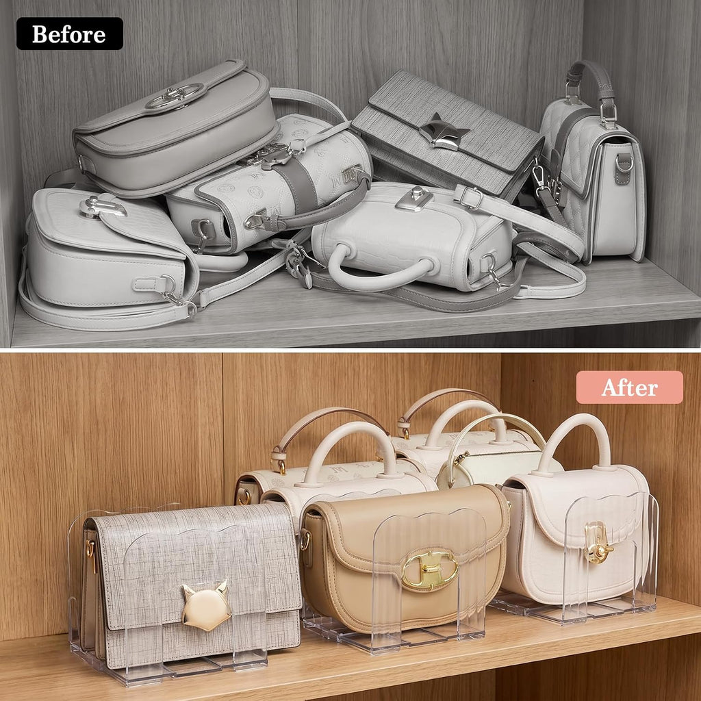 8-Slot Adjustable Purse Organizer for Closet, Clear