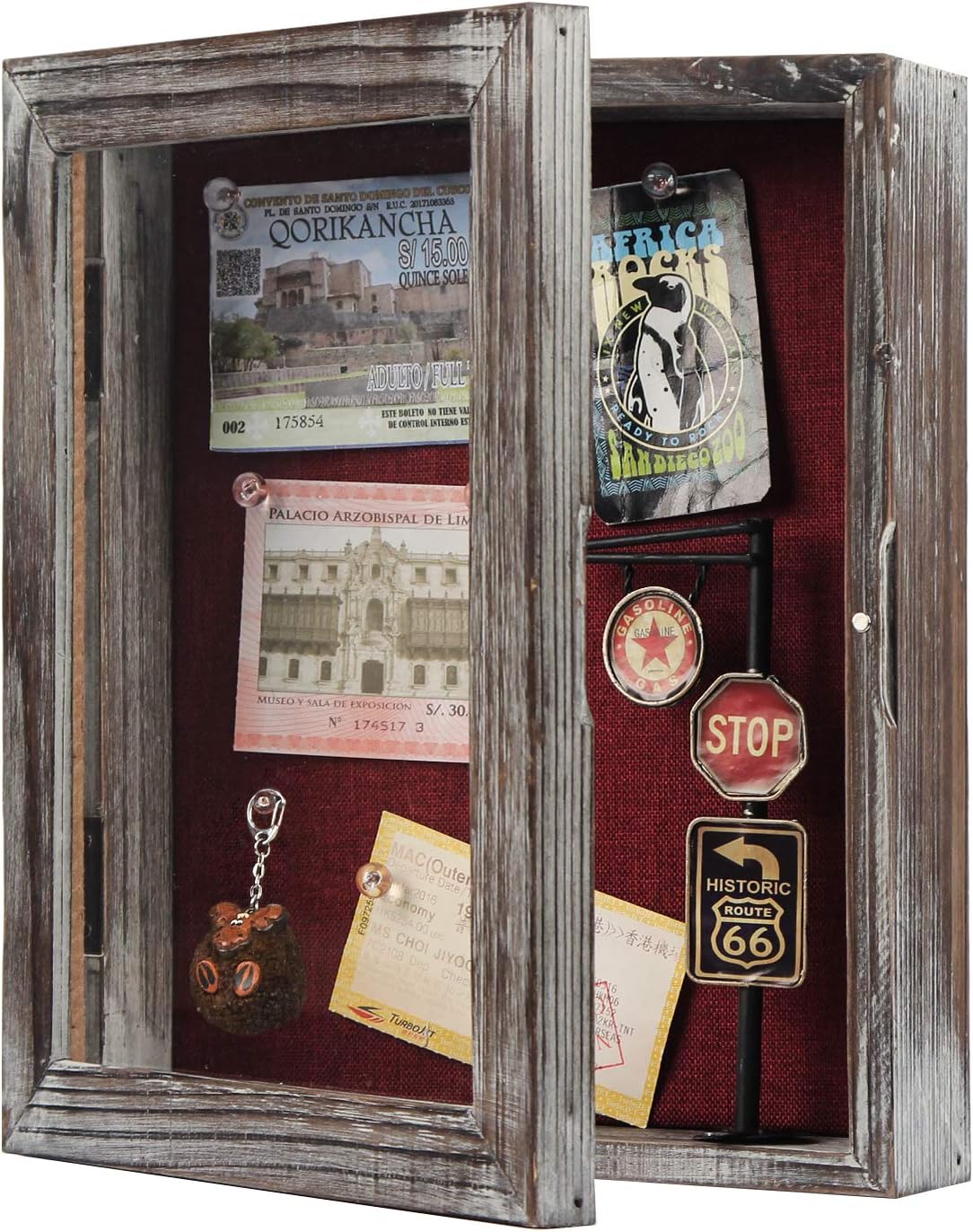 J JACKCUBE DESIGN Shadow Box Display Case 9" x 11" Memory Box Rustic Wood Frame with Linen Back Gifts Keepsakes Storage for Picture Medal Post-Card -MK577B (Small)