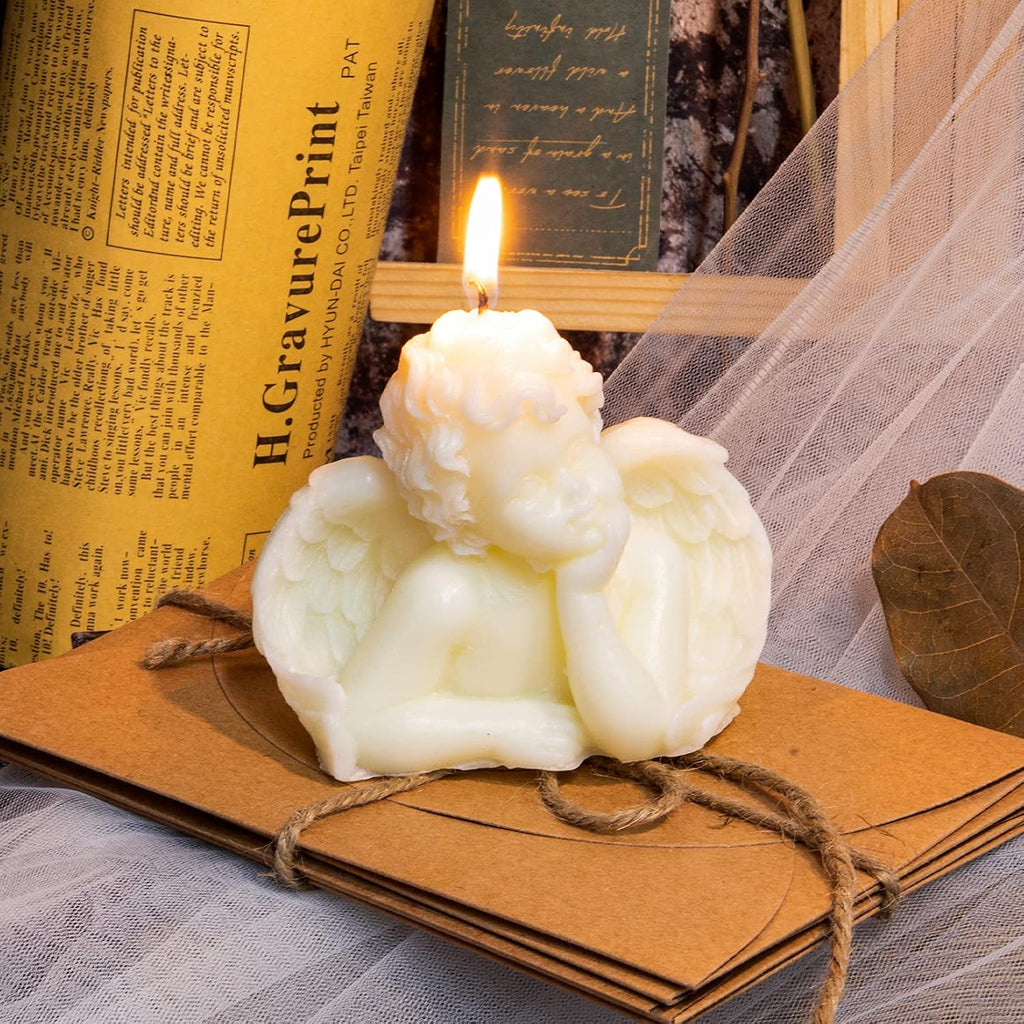 Nuanchu 2 Pieces Angel Candle Scented Candle Wax Vegan Room,White