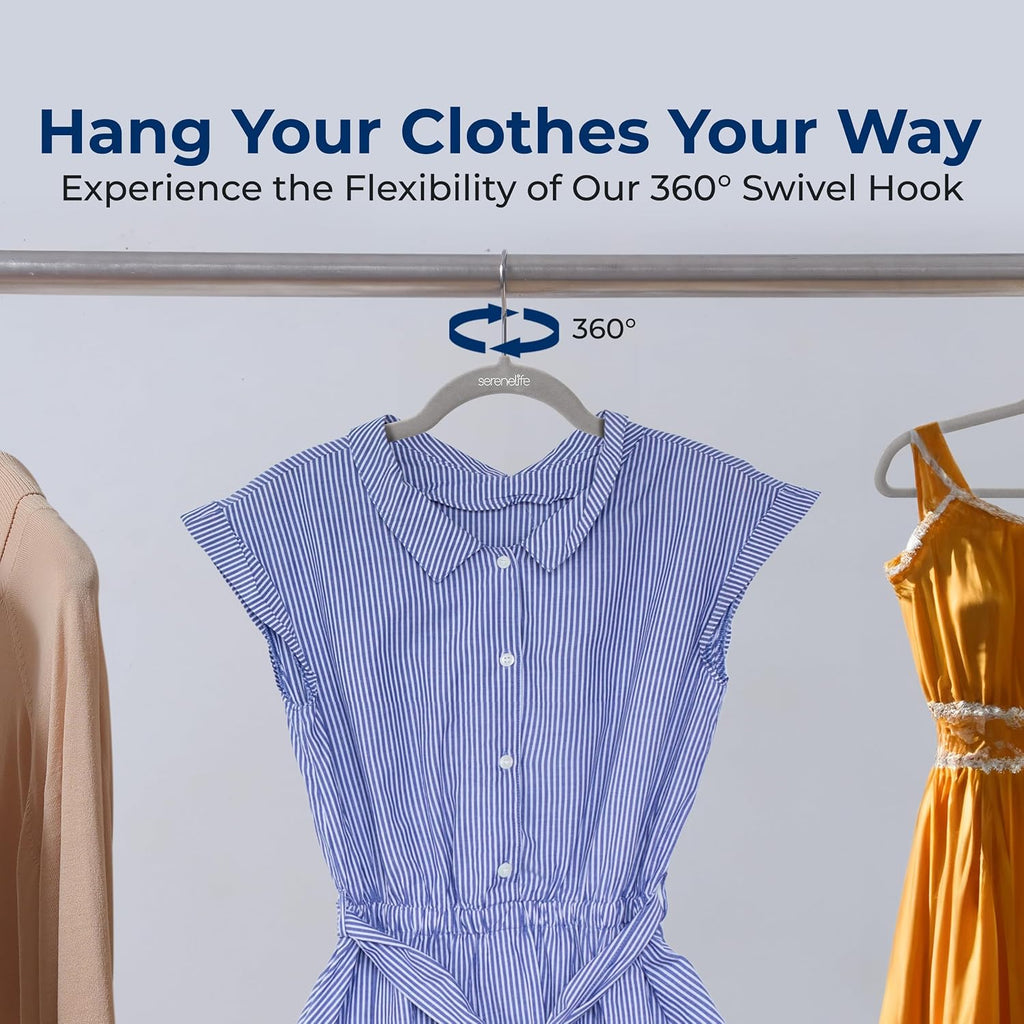SereneLife Velvet Hangers – 150 Pack, Slim & Space Saving for Closets