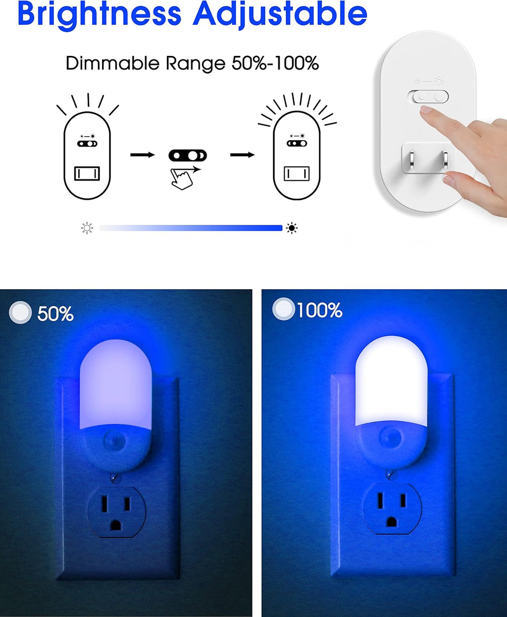 L LOHAS LED Blue Night Light, Night Lights Plug into Wall[2 Pack], 0.6W LED