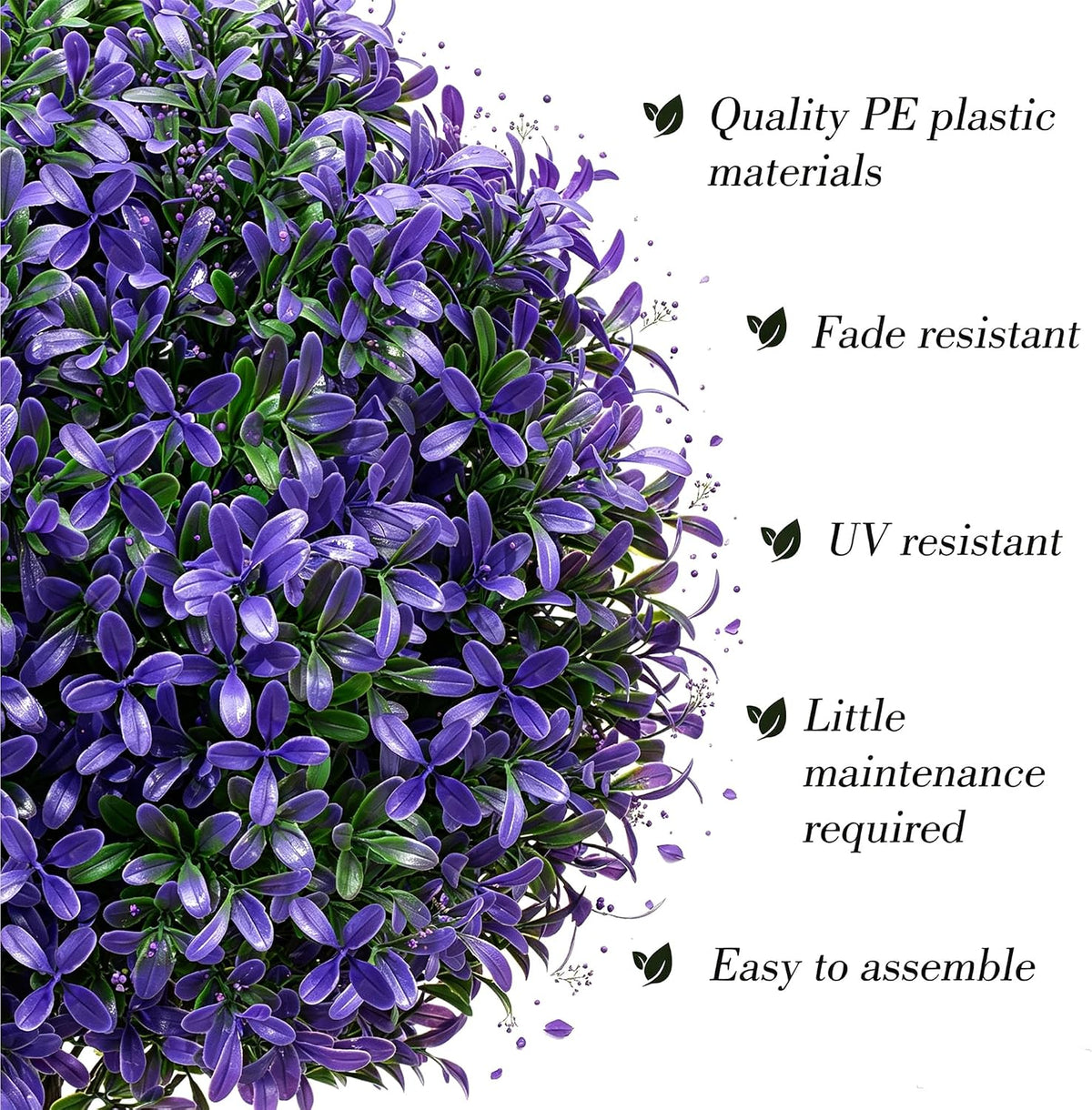 Chillchard 2Pack UV Resistant Purple Artificial Boxwood Topiary Fake Plant