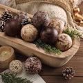 Yunlly 12 Pcs Textured Christmas Ornament 2.36'' Tree Decor,Chocolate