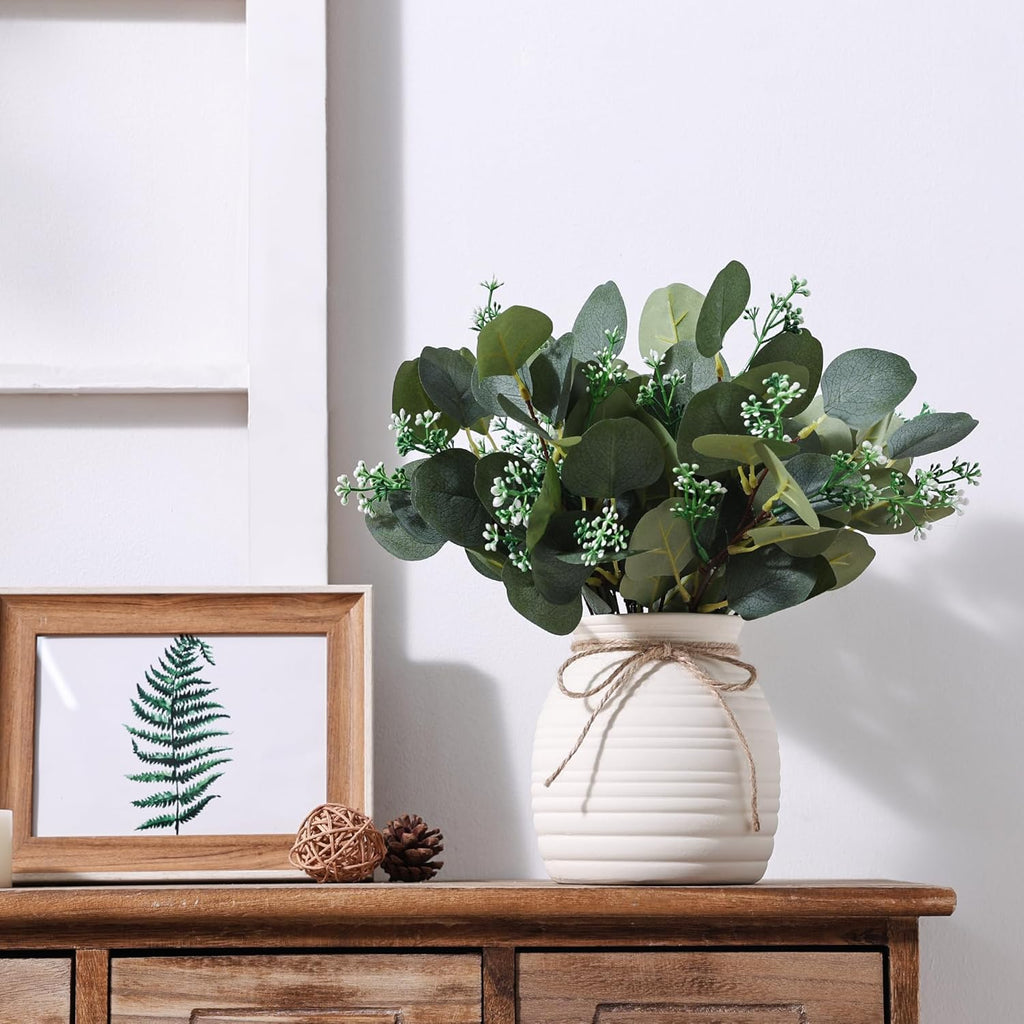 20pcs Artificial Eucalyptus Plants in Vase for Modern Farmhouse Home Decor