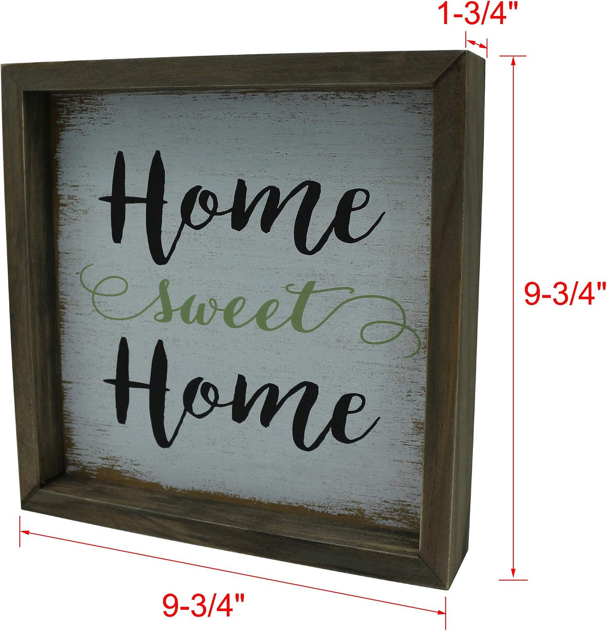 CVHOMEDECO. Primitives Distressed Home sweet Home Shadow Box Frame Wall Mounted Hanging Decor Art, 9-3/4 x 9-3/4 Inch