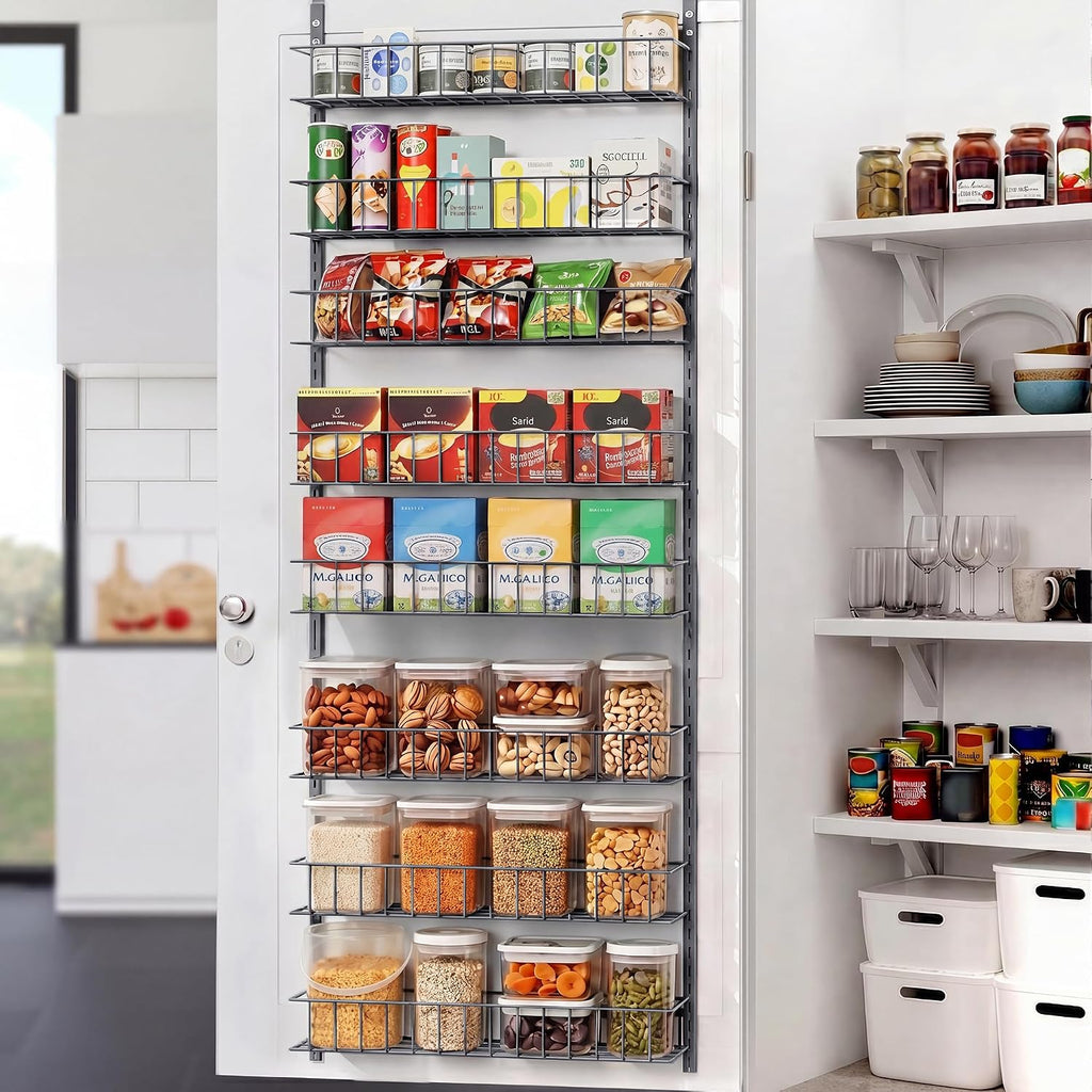 ElegantArray 8-Tier Pantry Door Organizer, Hanging Storage Basket Deep Gray