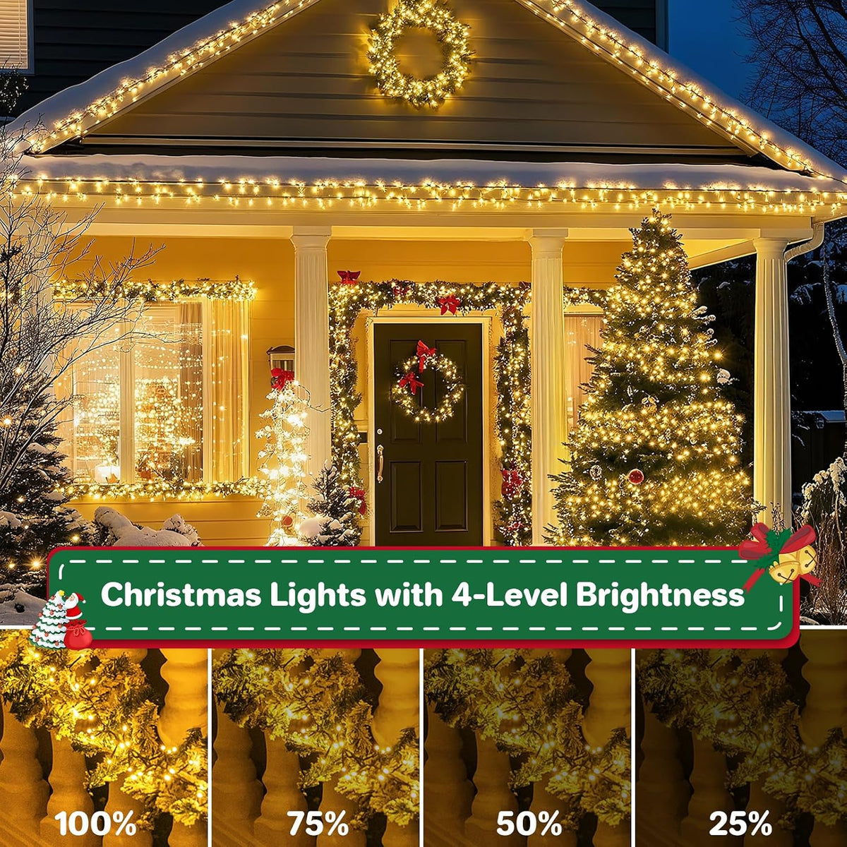 Christmas Lights Plug-in 52FT 800LEDs Cluster String Lights Indoor Outdoor
