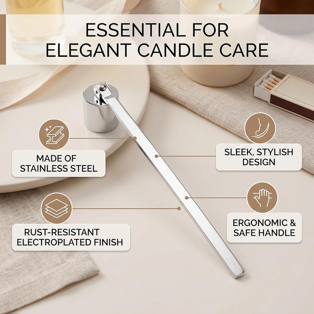 Walfront Stainless Steel Candle Snuffer Wick Dipper Oil Lamp Trim Trimmer Scissor Cutter Tool Hook(Silver)