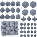 46PCS Velvet Christmas Ball Ornaments Set, Flocked Shatterproof Xmas Tree Decor, Assorted Hanging Ornaments with Loop for Holiday Home Decor, Christmas Tree Decoration (Gray Blue)