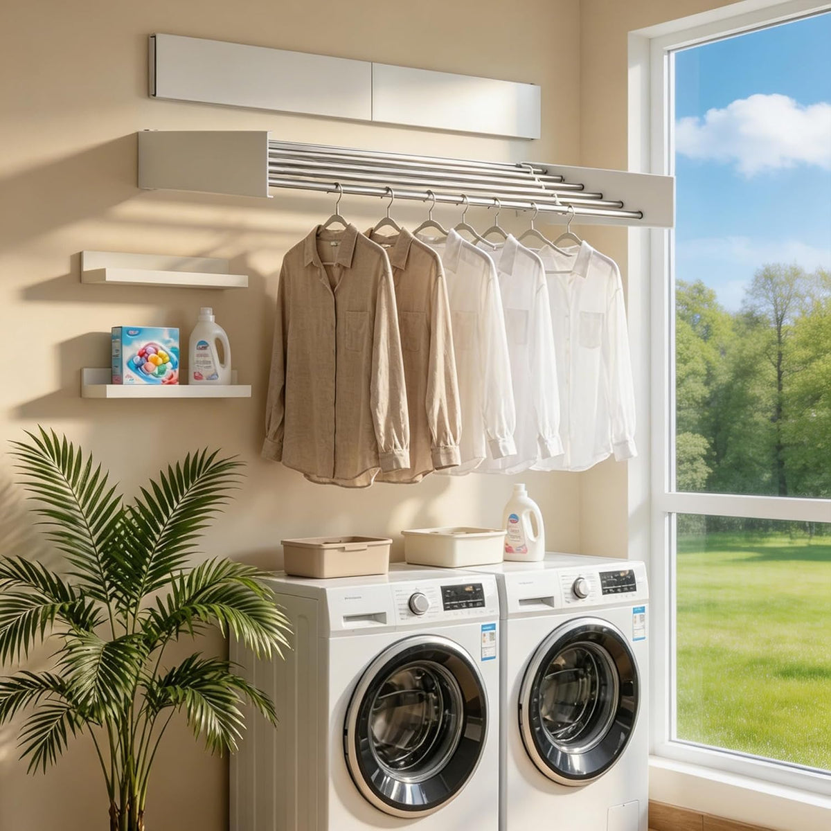 Wall Mounted Drying Rack 40" Foldable Space Saving for Laundry Room