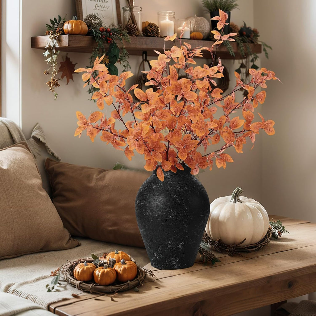 Janinka 5 Pcs Faux Fall Eucalyptus Stems for Vases Farmhouse, Brown
