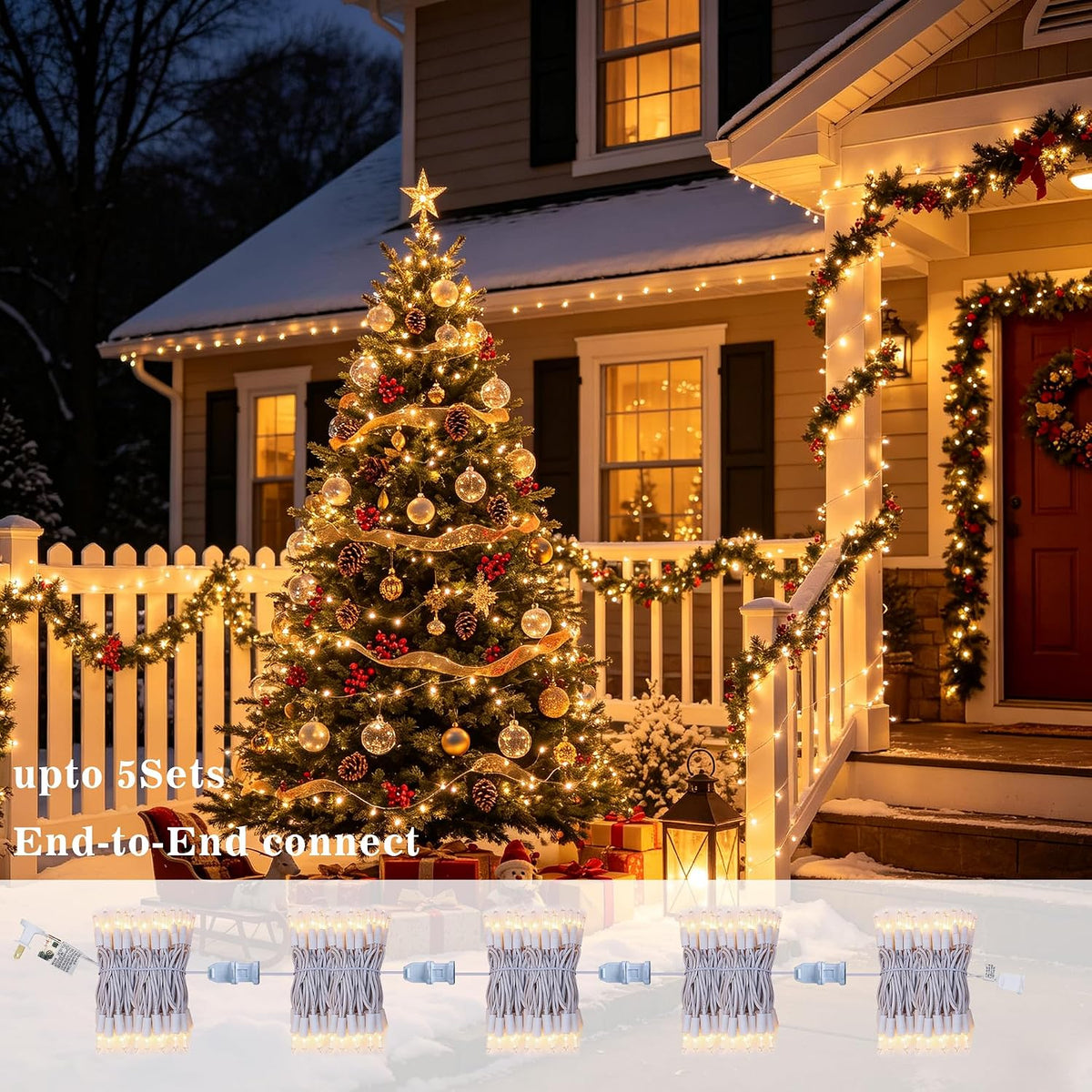 TW SHINE Warm White Christmas Lights, 20FT 100 Count Incandescent White Wire Christmas Tree Lights, Waterproof Xmas String Lights for Outdoor Indoor Home Party Decorations