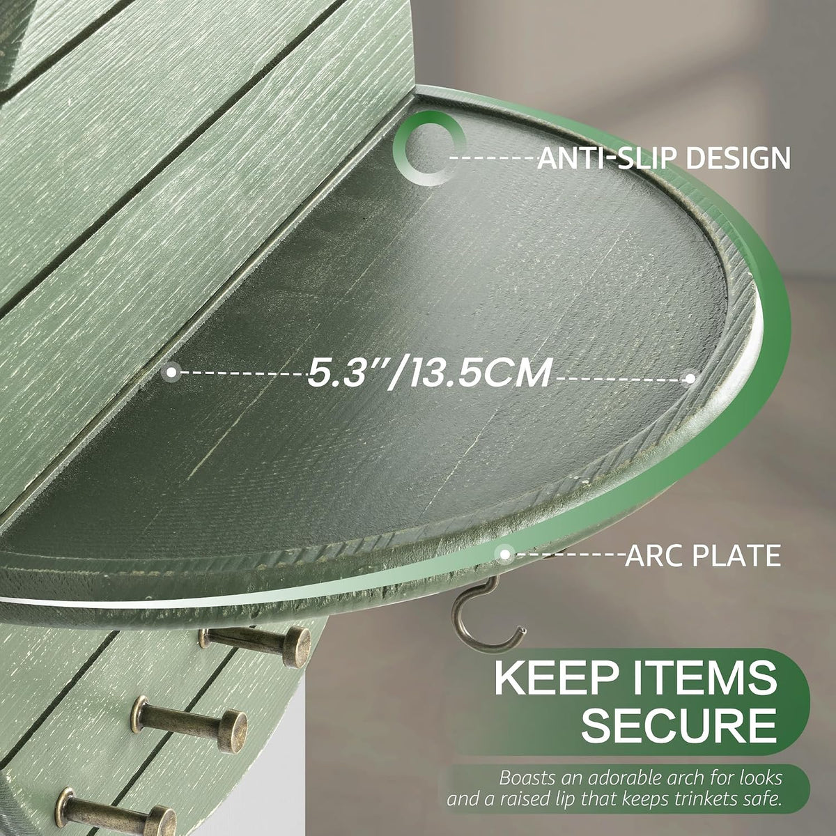 Rebee Vision Round Key Holder Wall Mount with 11 Hooks for Hallway, Green