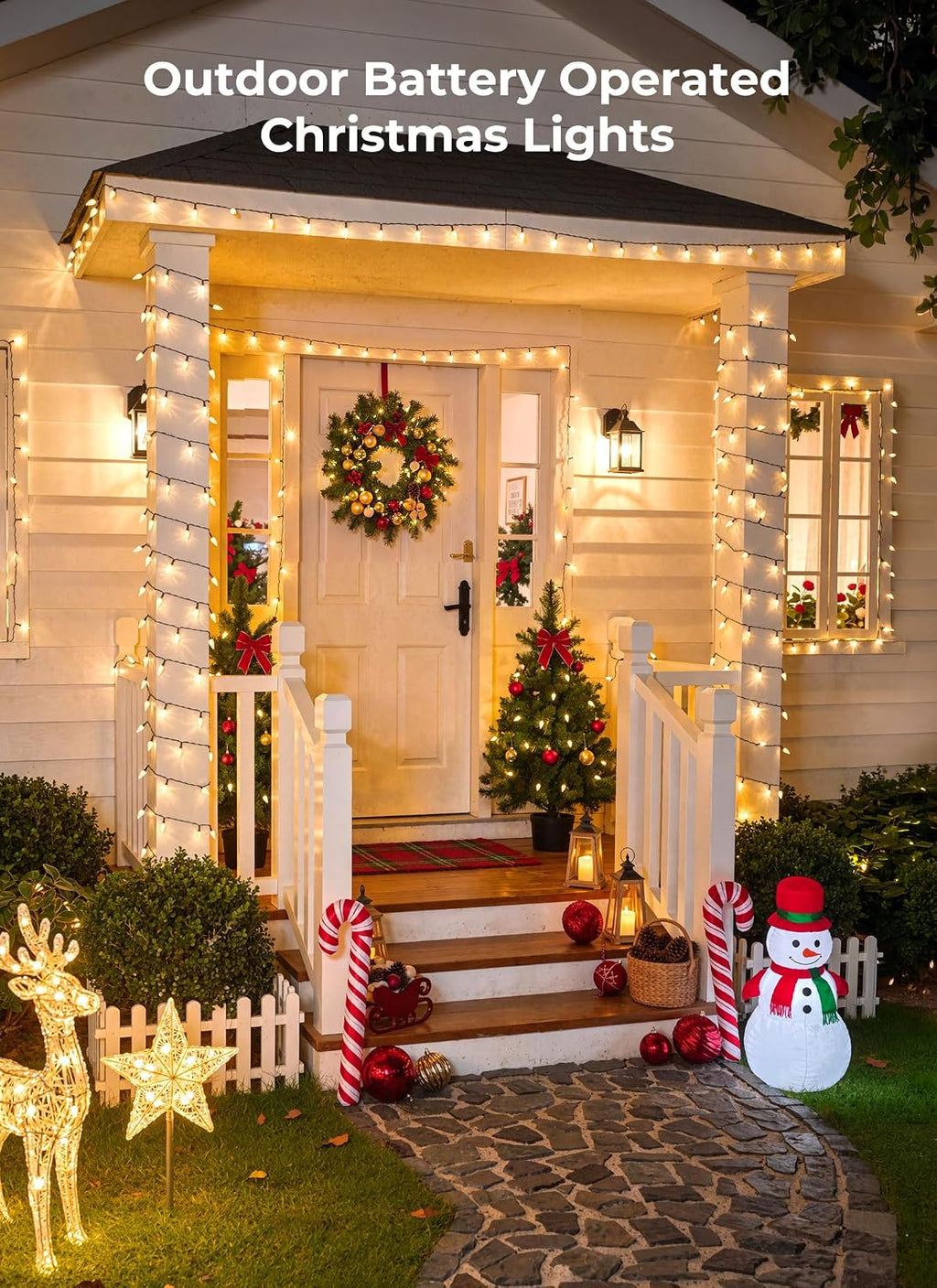 Brightown 1 Pack Battery Operated Christmas String Lights 16.5FT Warm White