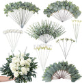 130 Pcs Mixed Eucalyptus Leaves Stems 8 Kinds Artificial Bulk Fake Silver Dollar Eucalyptus Bundle Faux Plants Greenery for DIY Wedding Vase Bouquets Floral Arrangement Engagement Decor （Green）