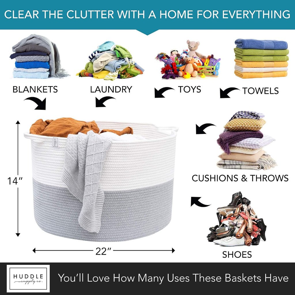 Huddle XXXLarge WASHABLE Blanket Basket for Living Room,Toys Storage, Baby