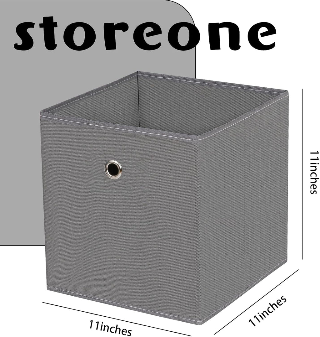 Fabric Cubes Storage Containers ,11 Inch Cloth Storage Cube Foldable Storage Bins Cubes Organizer Baskets with Dual Handles for Shelf Closet Set of 3,(Grey)