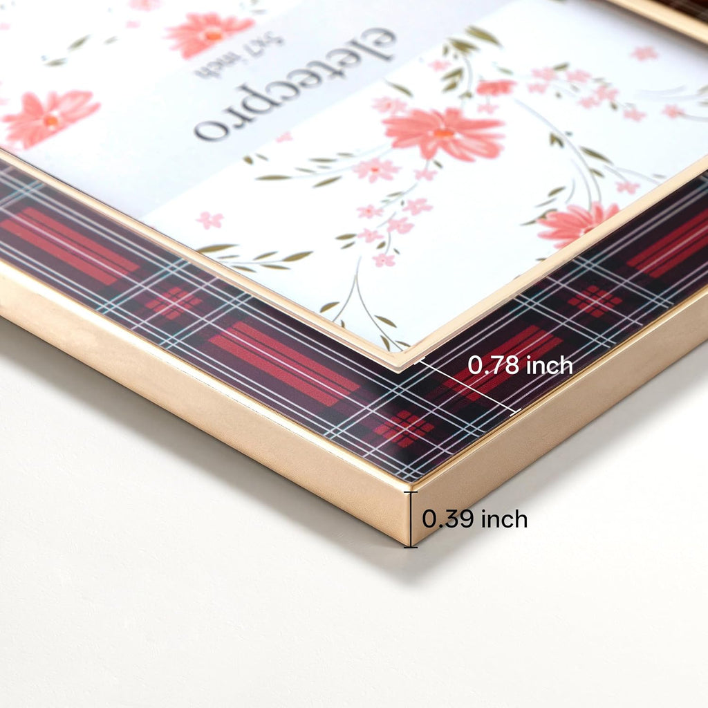 eletecpro Christmas Enamel Picture Frame Glass Cover Red Plaid 8x10