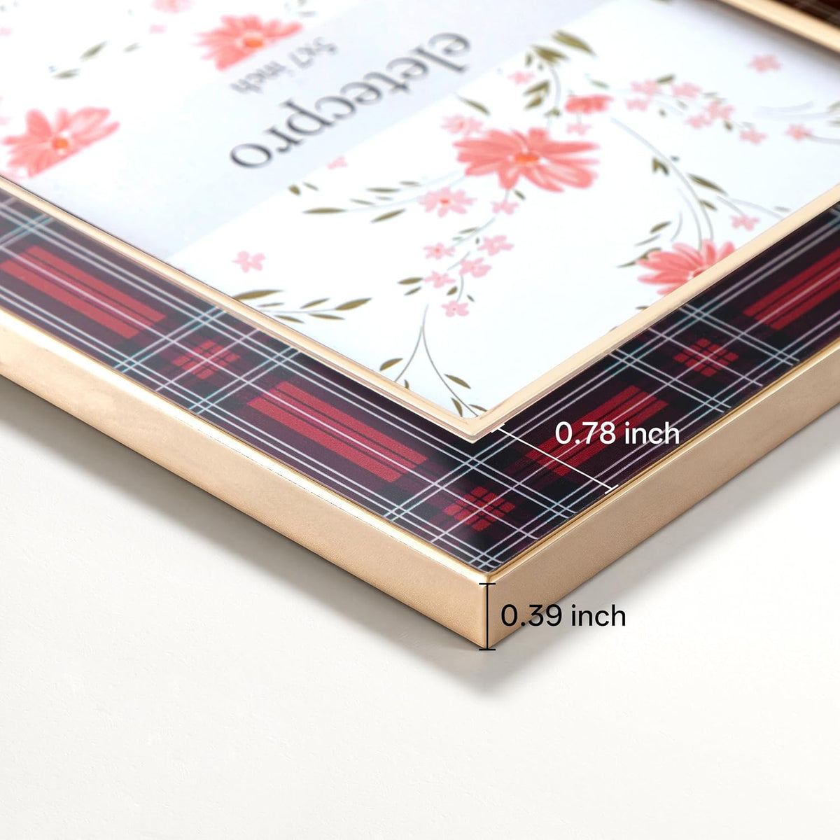 eletecpro Christmas Enamel Picture Frame Glass Cover Red Plaid 8x10